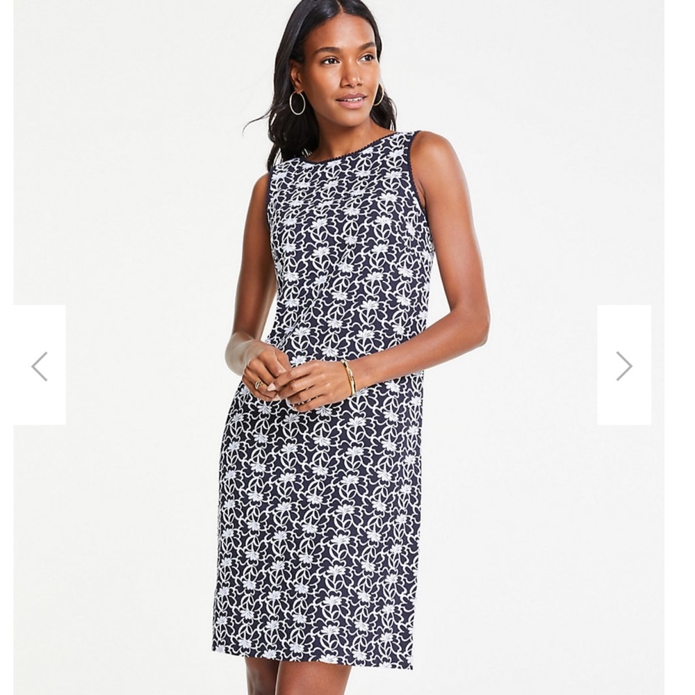 NWT ANN TAYLOR Floral Embroidered Shift Dress